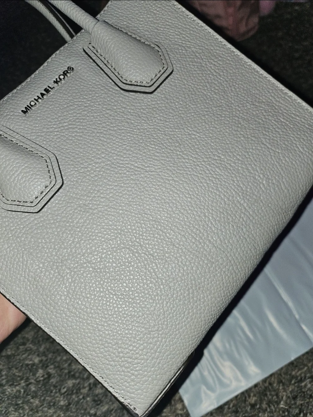 Michael Kors Pebbled Leather Tote in Light Gray